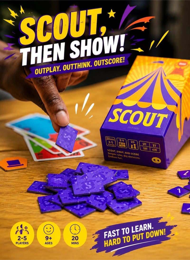 أوينك جيمز لعبة الورق SCOUT: لعبة استراتيجية حائزة على جوائز ومناسبة للعائلات والحفلات؛ مخصصة للاعبين (من 2 إلى 5 لاعبين) بعمر 9 سنوات فما فوق، وتستغرق مدة اللعب 20 دقيقة. - Image 4