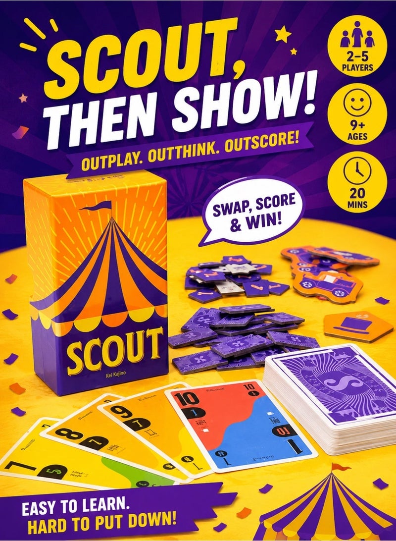 أوينك جيمز لعبة الورق SCOUT: لعبة استراتيجية حائزة على جوائز ومناسبة للعائلات والحفلات؛ مخصصة للاعبين (من 2 إلى 5 لاعبين) بعمر 9 سنوات فما فوق، وتستغرق مدة اللعب 20 دقيقة. - Image 2