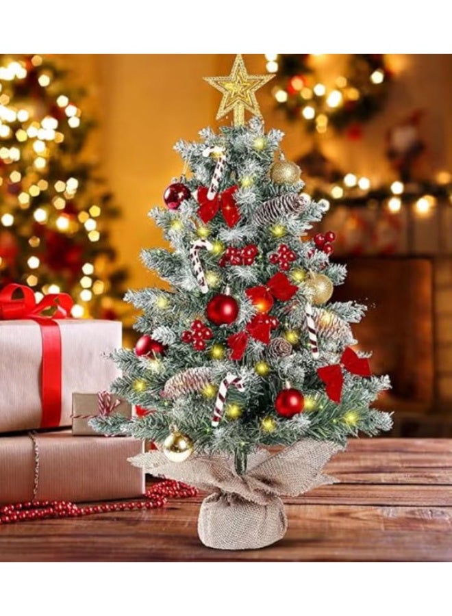 Small, lit, snow-covered Christmas tree, 23.6 inches - Image 2