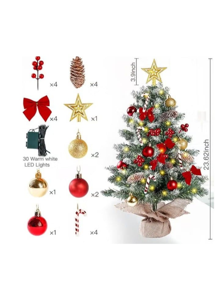 Small, lit, snow-covered Christmas tree, 23.6 inches - Image 4