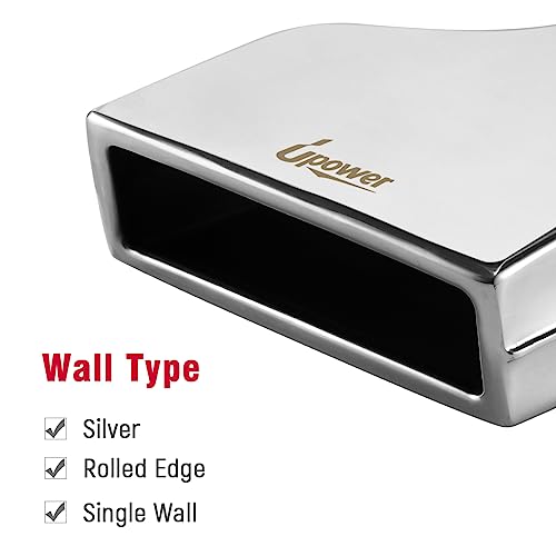 Upower أب باور 2 قطع فوهة العادم 2.5" مدخل 2" × 6" مخرج 10" طول مستطيل مدلفن من الفولاذ المقاوم للصدأ 304 مصقول أنبوب ديزل ملحوم - Image 5