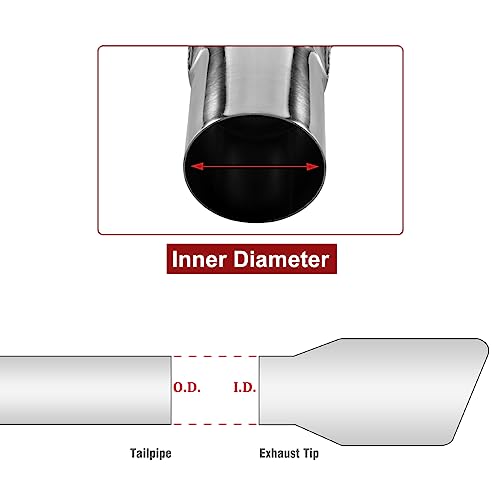 Upower أب باور 2 قطع فوهة العادم 2.5" مدخل 2" × 6" مخرج 10" طول مستطيل مدلفن من الفولاذ المقاوم للصدأ 304 مصقول أنبوب ديزل ملحوم - Image 3