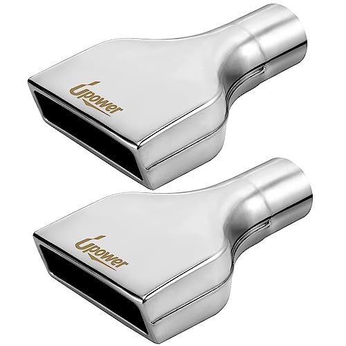 Upower أب باور 2 قطع فوهة العادم 2.5" مدخل 2" × 6" مخرج 10" طول مستطيل مدلفن من الفولاذ المقاوم للصدأ 304 مصقول أنبوب ديزل ملحوم - Image 1