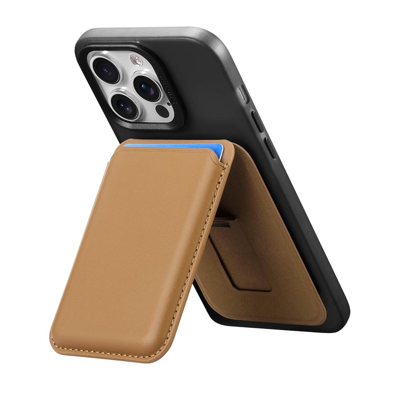 Bracevor Wallet Card Holder case Pouch with Stand for All Smartphones : Brown (3M Adhesive Tape, PU Leather) - Image 1
