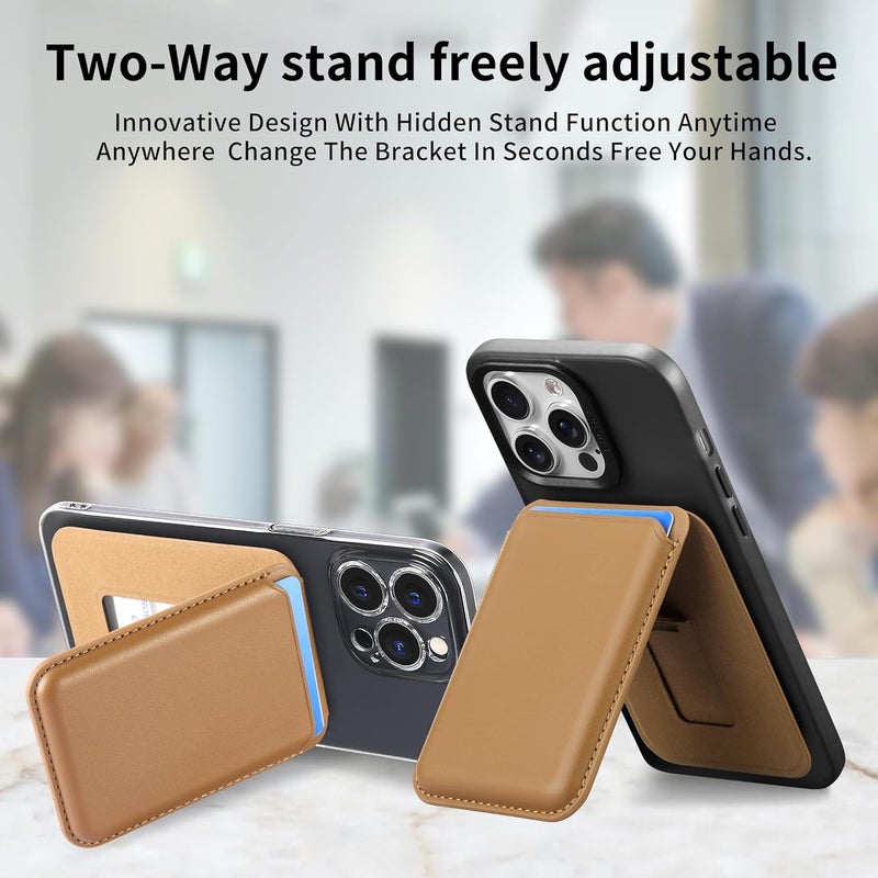 Bracevor Wallet Card Holder case Pouch with Stand for All Smartphones : Brown (3M Adhesive Tape, PU Leather) - Image 5