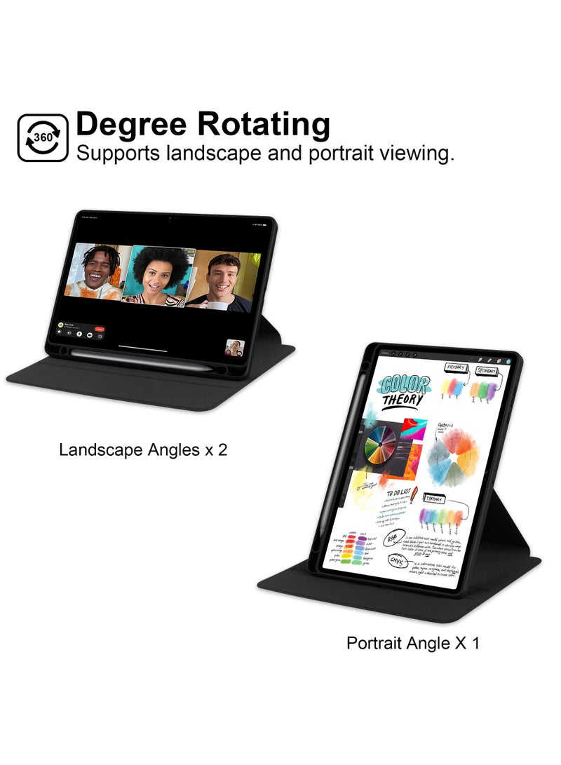 URBBKING Rotating Case Compatible with Honor Pad X8a,360 Degree Rotating Stand Cover, Multi-Angle Viewing Folio Cover with Pencil Holder Black - Image 2