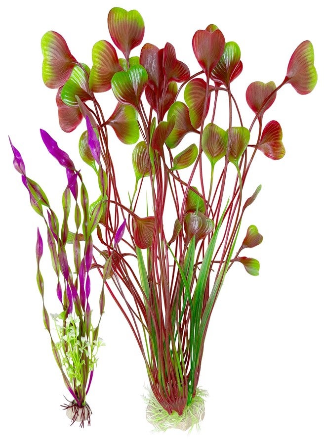 هامليدي نباتات هاميليدي الاصطناعية لأحواض السمك، عشب مائي بلاستيكي ناعم واقعي، زينة آمنة للموائل المائية، عبوة من قطعتين - Image 1