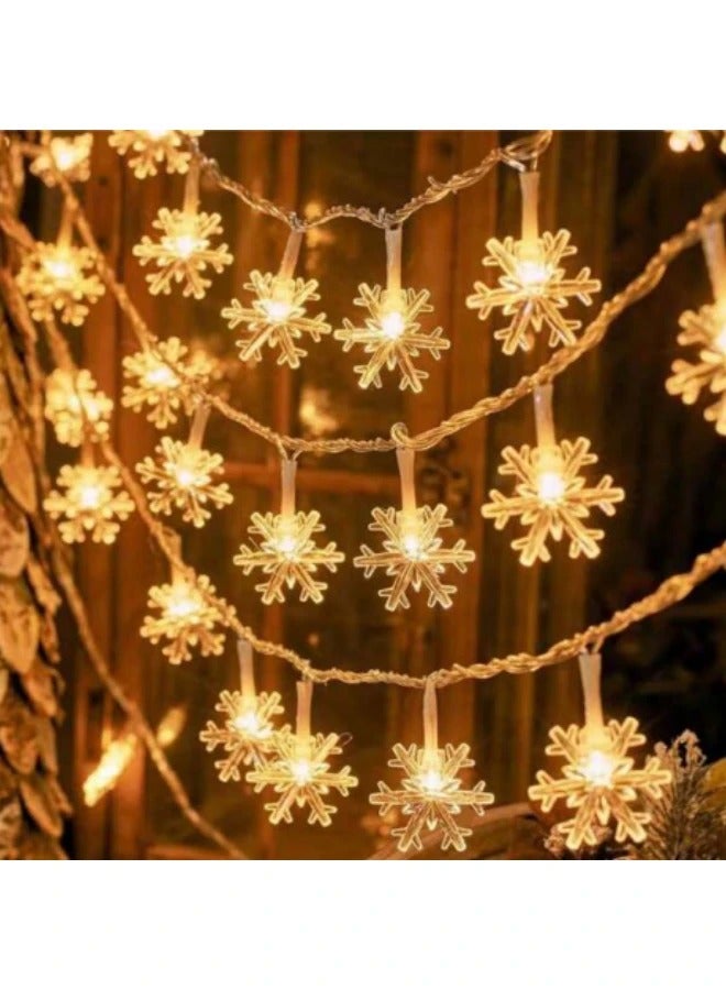GGEROU Snowflake String Lights, 12M/39ft 100 LED Fairy Lights Solar Powered, 8 Modes Outdoor Indoor with Remote & Timer for Home, Balcony, Warm White - Image 1