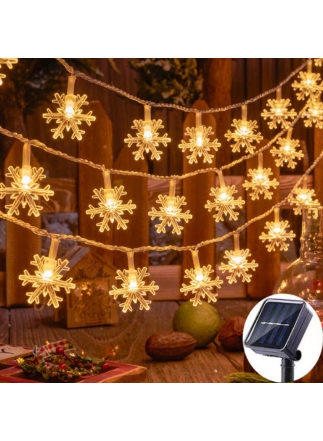 GGEROU Snowflake String Lights, 12M/39ft 100 LED Fairy Lights Solar Powered, 8 Modes Outdoor Indoor with Remote & Timer for Home, Balcony, Warm White - Image 5