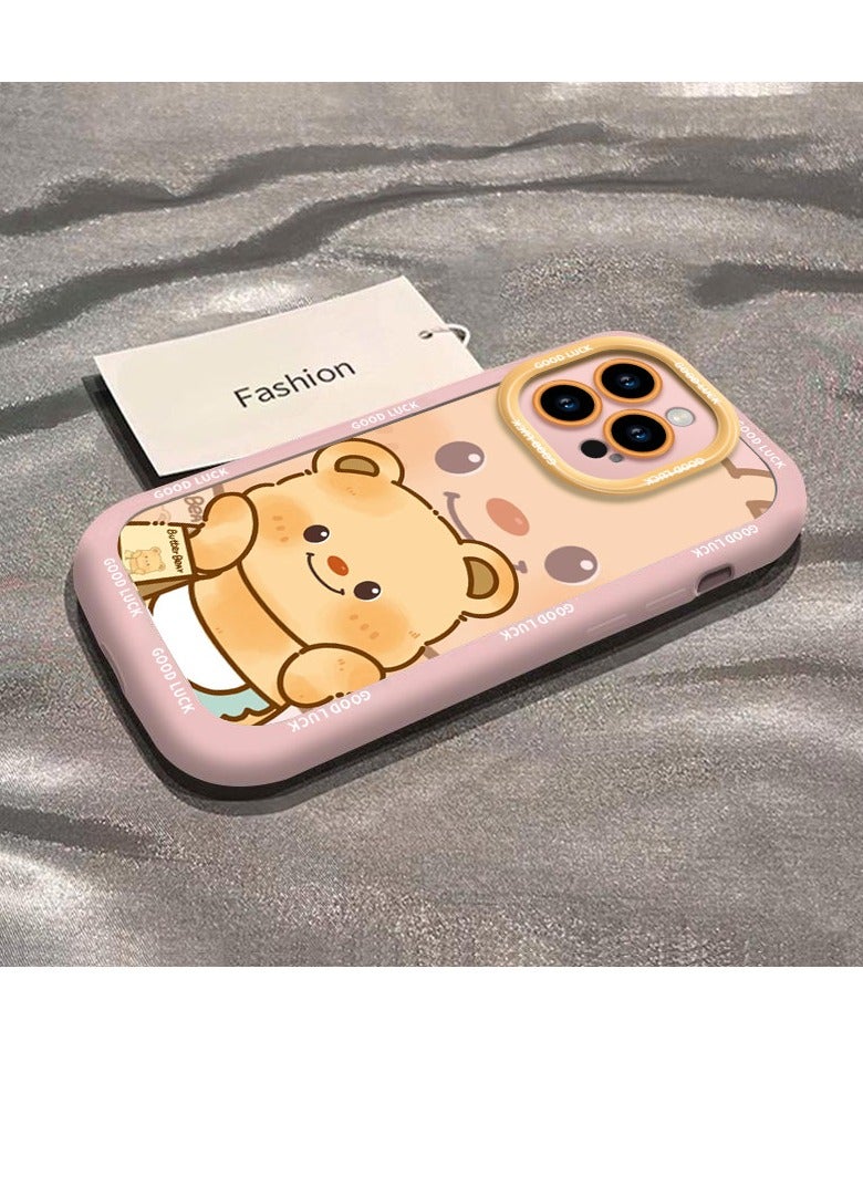 NIBEMINENT Cute Cheeky Bear Protective TPU Case Cover For iPhone 16 Plus, Pink