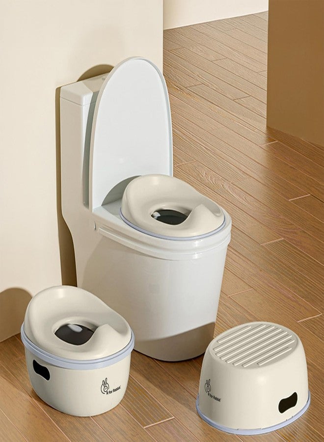 أر فور رابيت مقعد تدريب الأطفال الصغار من R for Rabbit Tiny Tots Mellow متعدد الأغراض 3 في 1 قابل للتحويل، وعاء قابل للإزالة، وسادات مانعة للانزلاق، مقعد قابل للفصل والتعليق للأطفال بوزن يصل إلى 20 كجم، من 1 إلى 5 سنوات (أبيض رمادي) - Image 1