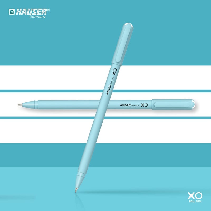 HAUSER قلم حبر جاف ألمانيا XO 0.7 مم علبة تعبئة | تصميم أنيق وبسيط | تشطيب غير لامع ونوع جسم صلب | حبر منخفض اللزوجة مع طرف فائق التحمل | حبر أزرق، علبة من 10 أقلام - Image 5