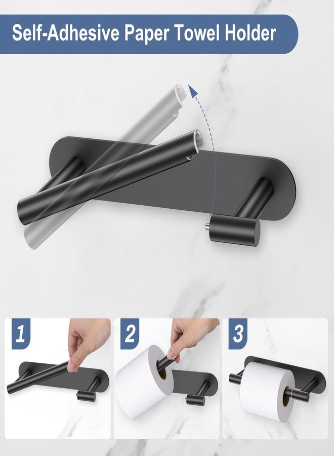 soaez Self Adhesive Matte Black Toilet Paper Holder Towel Holder for Bathroom Wall, No Drilling Bathroom Hardware Set, SUS304 Stainless Steel Black Towel Ring Hand Towel Holder for Bathroom, Kitchen - Image 2