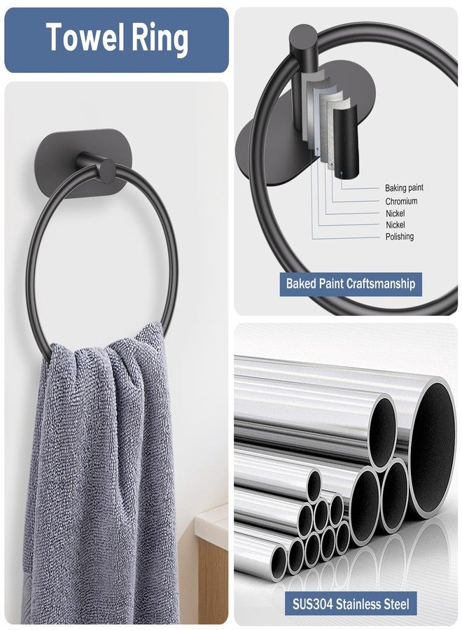 soaez Self Adhesive Matte Black Toilet Paper Holder Towel Holder for Bathroom Wall, No Drilling Bathroom Hardware Set, SUS304 Stainless Steel Black Towel Ring Hand Towel Holder for Bathroom, Kitchen - Image 3
