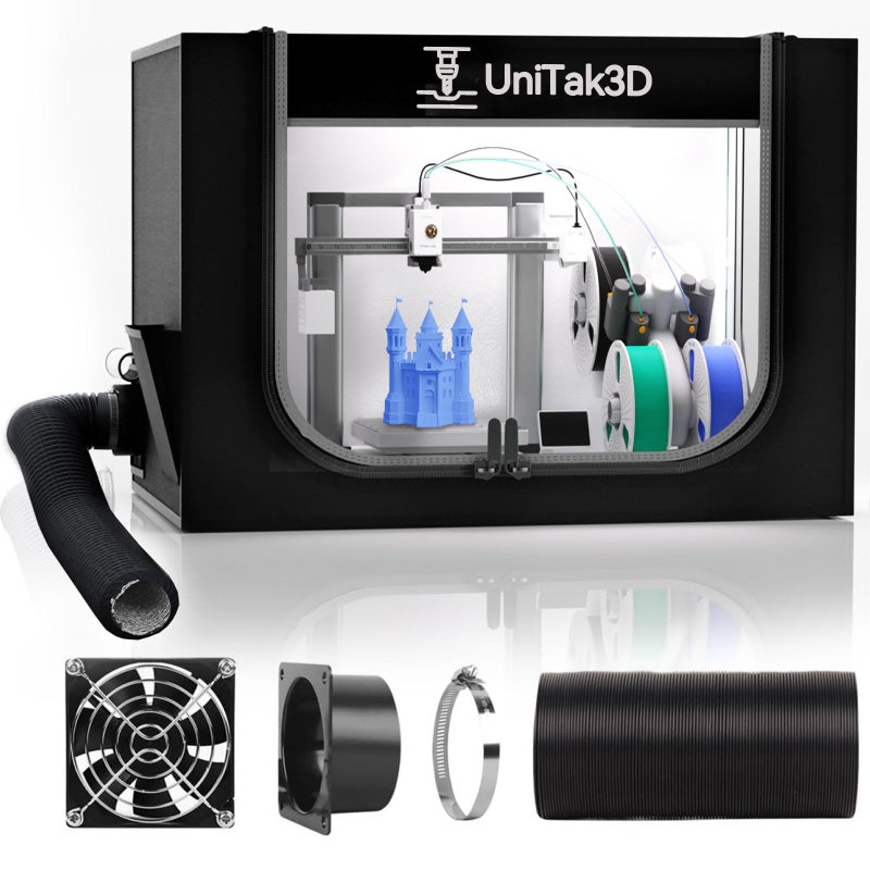 UniTak3D 3D Printer Enclosure with Ventilation for Bambu Lab A1 Combo,Large Size Fireproof&Dustproof Enclosure,Noise Reduction,Constant Temperature 3D Printer Cover with LED Lighting System-32.5x23x23inch - Image 1
