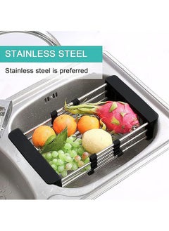 Arabest Expandable Dish Drying Rack, Over Sink Dish Drying Rack, Draining Dishes & Fruit Drain- Rustproof Stainless Steel for Kitchen, Rugged Sink Drain Rack (black)  - Image 3