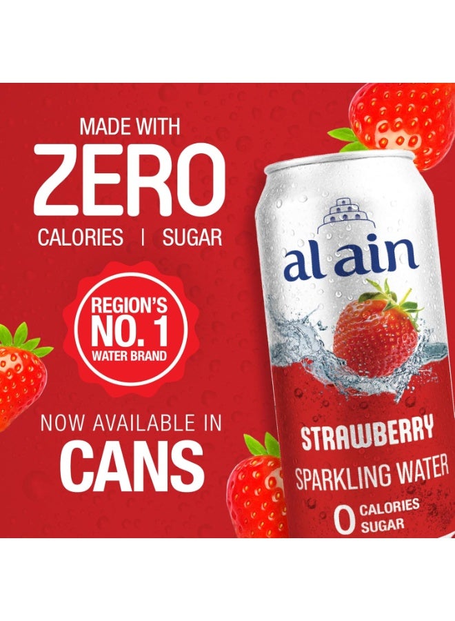 Al Ain Sparkling Water Strawberry Flavor 250ml Cans Pieces of 6 - Image 4