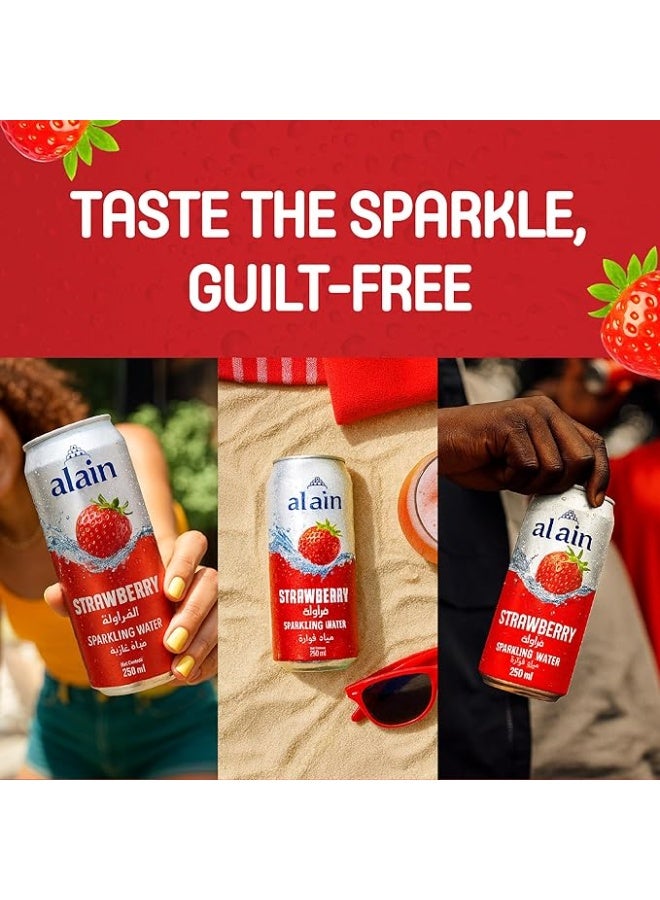 Al Ain Sparkling Water Strawberry Flavor 250ml Cans Pieces of 6 - Image 2