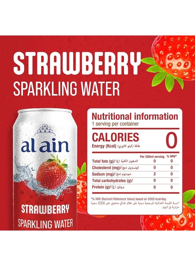 Al Ain Sparkling Water Strawberry Flavor 250ml Cans Pieces of 6 - Image 5