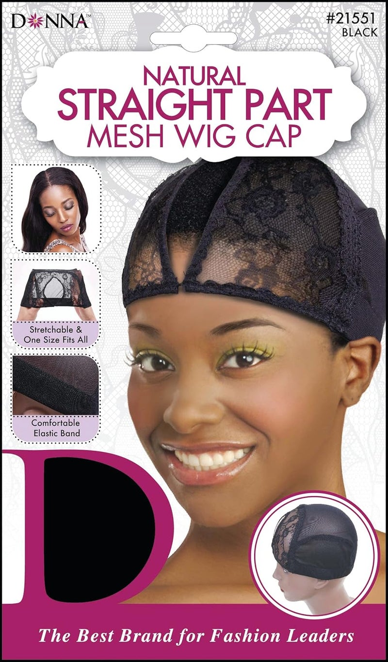 DONNA Straight Part Mesh Wig Cap Wig Cap for Women or Men for SewIns U Part Wigs Black Mesh