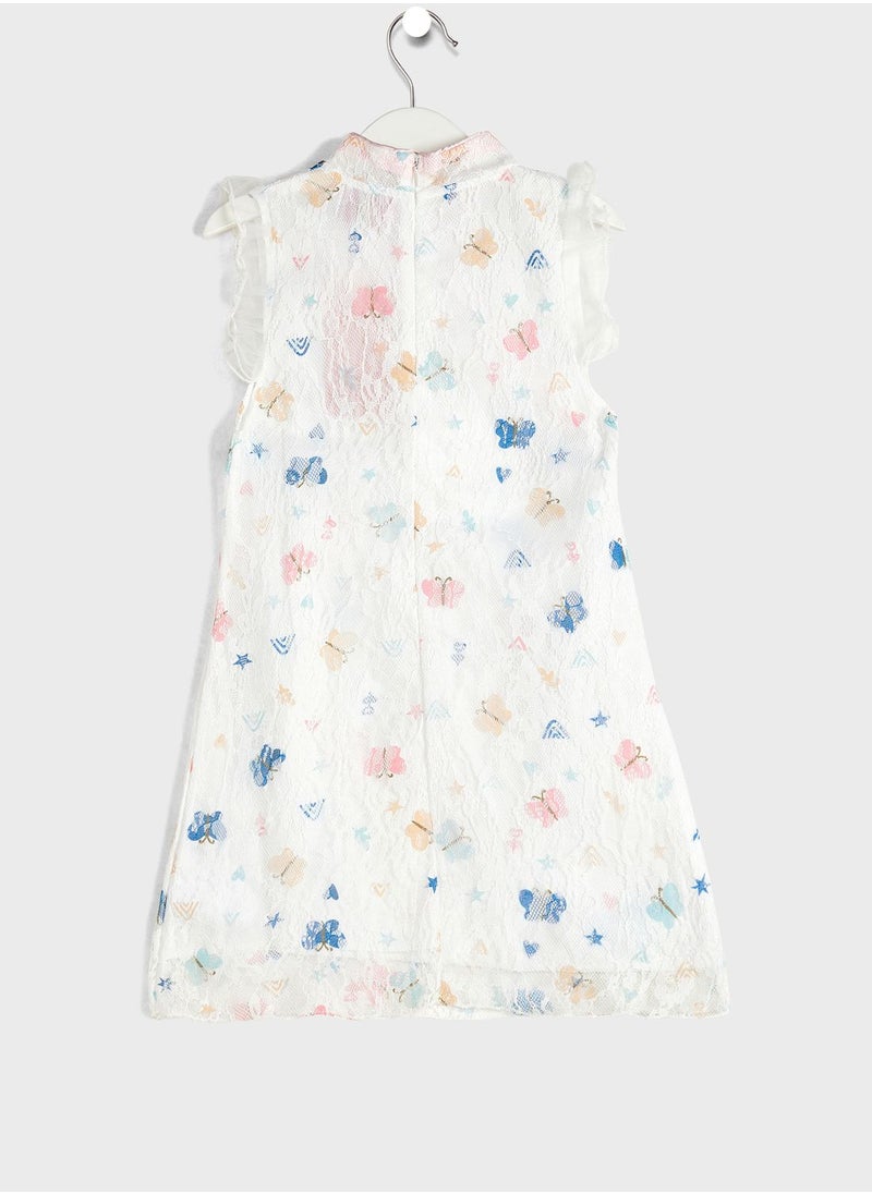 Pinata - Girls Lace Chinese Collar Short Sleeve Dress - Image 1