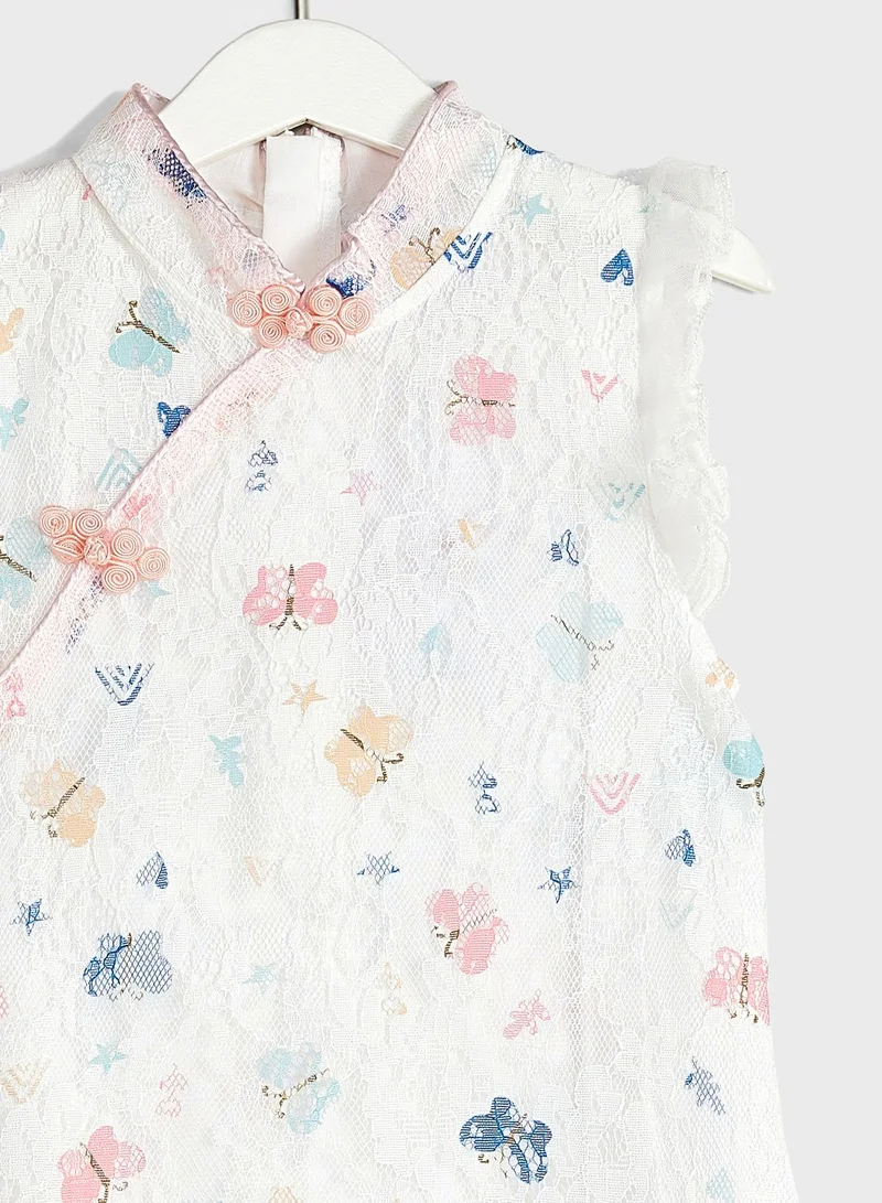 Pinata Girls Lace Chinese Collar Short Sleeve Dress