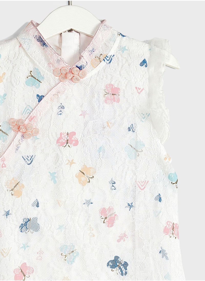 Pinata - Girls Lace Chinese Collar Short Sleeve Dress - Image 1