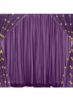 1iAM 1iAM 5pcs Purple Decoration Net Light Combo 4pcs Large Stitched with Ribbon Nylon Made Reusable Soft Wrinkled Free 85x5ft Each Backdrop Net Curtains 1pc 11m Long Rice Light for Party 