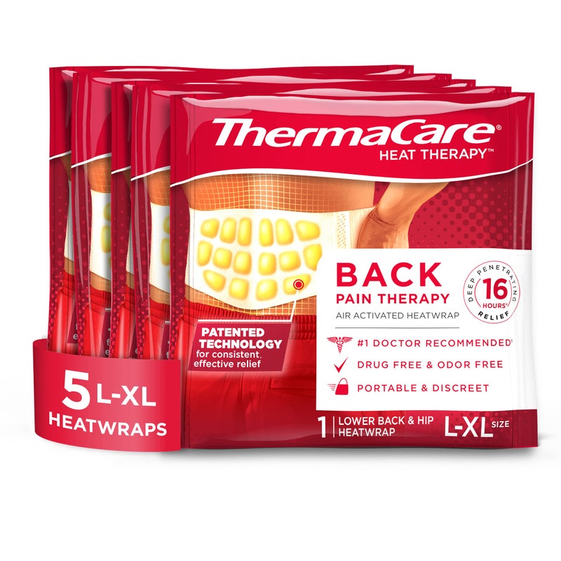 ThermaCare Advanced Back & Hip Therapy Adhesive HeatWraps, Disposable Heat Therapy Patches, Heat Pads for Instant Muscle & Herniated Disc Pain Relief, L/XL, 5 Count - Image 1