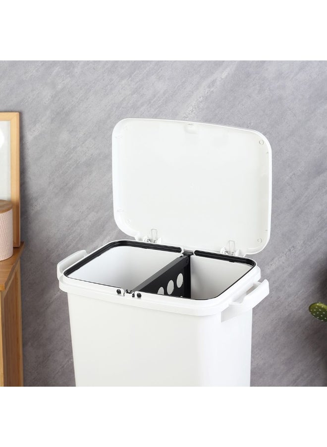 DANUBE HOME Danube Home Falcon 35L 2-Tier Waste Disposal Bin With 4 Pcs Pp Castors - 43.5X29.5X72Cm Stylish White Dustbin For Kitchen, Room Compact & Efficient Waste Management House Cleaning Accessories  - Image 3