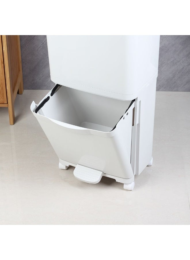 DANUBE HOME Danube Home Falcon 35L 2-Tier Waste Disposal Bin With 4 Pcs Pp Castors - 43.5X29.5X72Cm Stylish White Dustbin For Kitchen, Room Compact & Efficient Waste Management House Cleaning Accessories  - Image 4