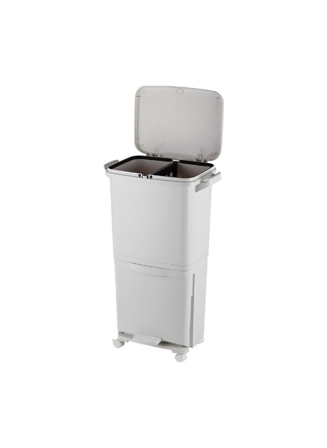 DANUBE HOME Danube Home Falcon 35L 2-Tier Waste Disposal Bin With 4 Pcs Pp Castors - 43.5X29.5X72Cm Stylish White Dustbin For Kitchen, Room Compact & Efficient Waste Management House Cleaning Accessories  - Image 5