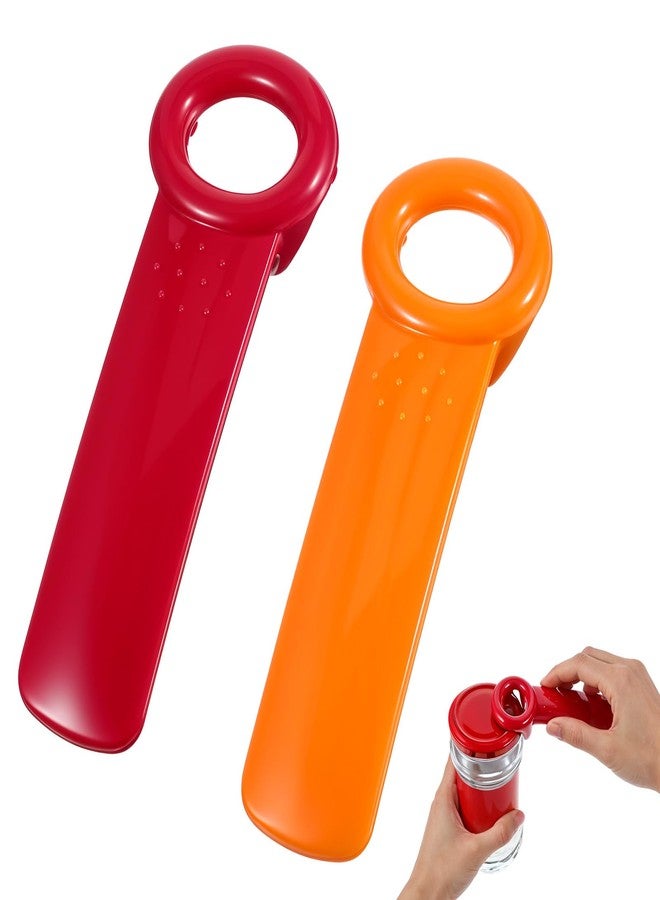 LLOUSSAK 2 PACK Jar Opener, Easy Grip Jar Opener Gripper, Jar Key for Seniors, Arthritis, Carpal Tunnel Sufferers, Durable Plastic Jar Lid Opener（Orange/Rose Red） - Image 1