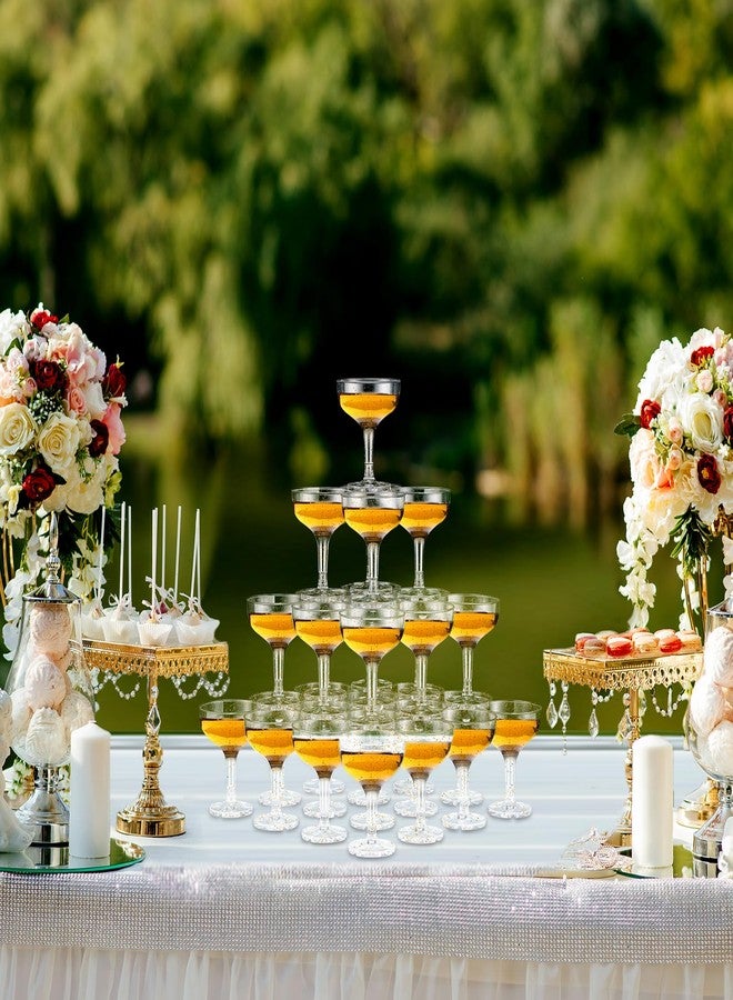 زوبيل مجموعة زوبيل من 30 قطعة من أكواب الشمبانيا، 5 أونصة، مصنوعة من البلاستيك، تُستخدم لمرة واحدة، أكواب مارتيني قابلة للتكديس، أكواب مارغريتا ذات ساق، مناسبة لحفلات الزفاف وأعياد الميلاد والهالوين (أبيض، ذهبي لامع). - Image 4