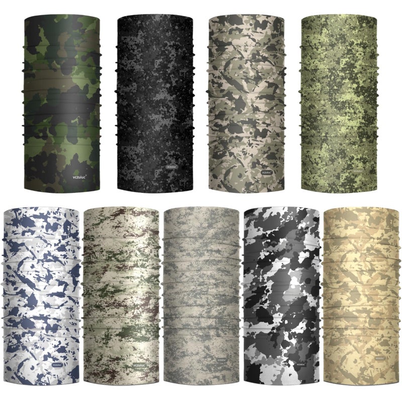 VCZUIUC Headwear Bandana Head Wrap Face Scarf Mask Neck Warmer Balaclava for Sports (Medium (Quick Dry), 9pcs: Stone Camo) - Image 2