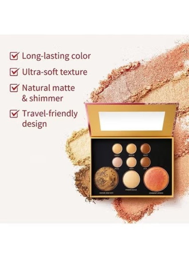KAPEINE All in One Baked Makeup Palette, Eyeshadow, Blush Highlighter & Bronzer Face Kit Neutral Tones Baked Powder Palette with Matte Shimmer Finish Hign Pigment Full Face Makeup Gift Set for Women - Image 5
