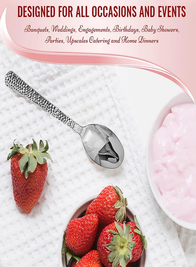 Kaya Shiny Metallic Silver Hammered Disposable Plastic Spoons (Pack of 20) - Durable & Stylish Design - Perfect for Parties & Entertaining - Image 3
