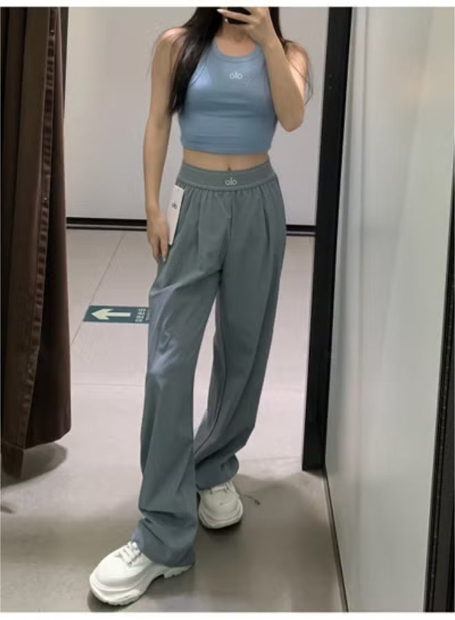 ALO High-Rise Logo Elastic Waist Yoga Pants - Women's Lightweight Wide-Leg Athletic Trousers with Breathable Fabric for Yoga, Lounge & Casual Wear - Image 2