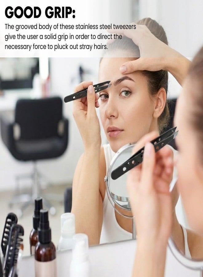 FOLELLO Curved Tip Tweezer Plucker for Eyebrows, Upper Lips & Small hairs (Black), Tweezers for Women Facial Hair, Precision Tweezers for Home and Professional Use, Unisex Hair Plucker - Image 3