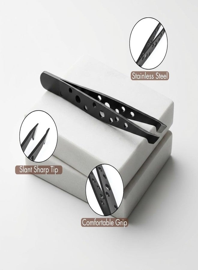 FOLELLO Curved Tip Tweezer Plucker for Eyebrows, Upper Lips & Small hairs (Black), Tweezers for Women Facial Hair, Precision Tweezers for Home and Professional Use, Unisex Hair Plucker - Image 5