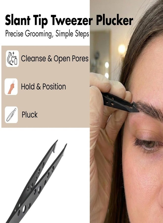 FOLELLO Curved Tip Tweezer Plucker for Eyebrows, Upper Lips & Small hairs (Black), Tweezers for Women Facial Hair, Precision Tweezers for Home and Professional Use, Unisex Hair Plucker - Image 4