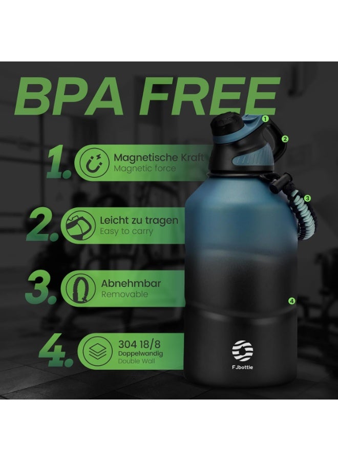Fjbottle Stainless Steel Drinking Bottle 1900 ml with Magnetic Lid, BPA-Free, Leak-Proof, Double-Walled, Thermal Metal Bottle, Suitable for Carbonated Drinks, Sports Water Bottle for University, - Image 3