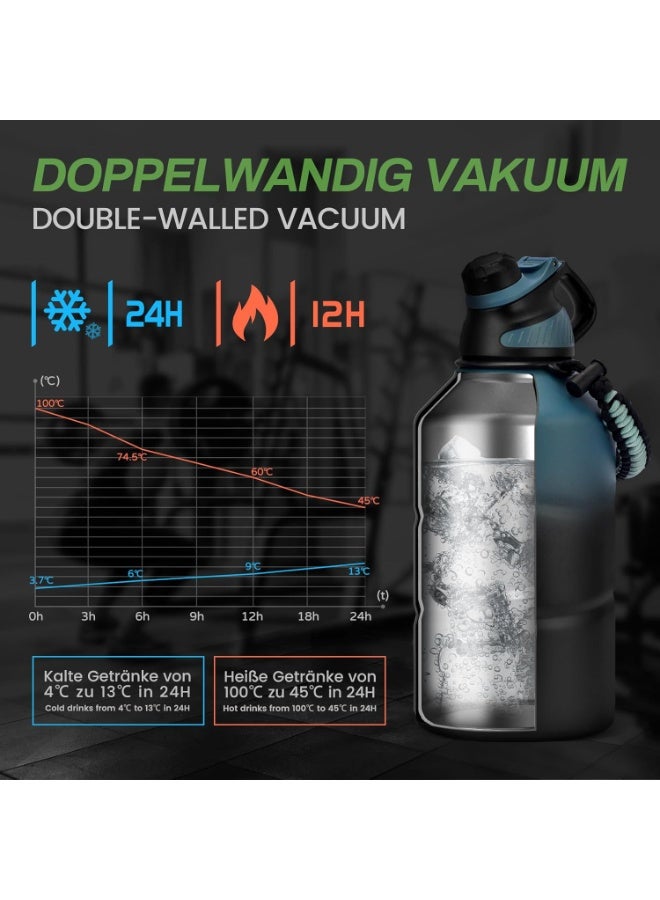 Fjbottle Stainless Steel Drinking Bottle 1900 ml with Magnetic Lid, BPA-Free, Leak-Proof, Double-Walled, Thermal Metal Bottle, Suitable for Carbonated Drinks, Sports Water Bottle for University, - Image 2