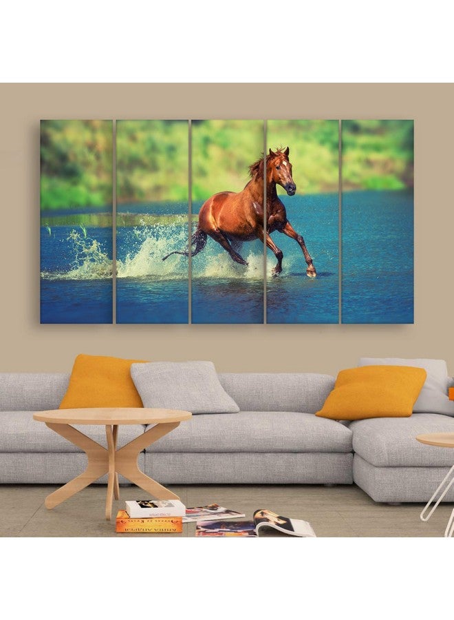 Inephos Running Horse Canvas Multiple Frames 3D Painting for Home Decoration - Wall Paintings for Home and Office Decoration, Set of 5, 50 x 30 inches, 10666CF - Image 4