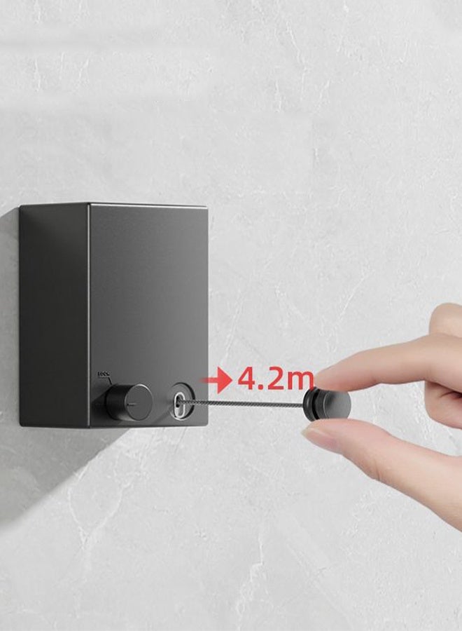 حبل غسيل سلكي قابل للسحب مثبت على الحائط، رمادي - Image 3