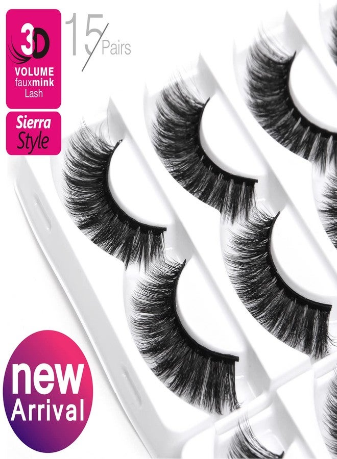 Eliace False Eyelashes 15 Pairs Lashes Natural look Cat Eye Lashes Wispy, 3D Mink lashes Fluffy Long Thick, Fake Eyelashes Cross Wispy Volume Lash Soft Reusable Dramatic, Sierra Style - Image 5