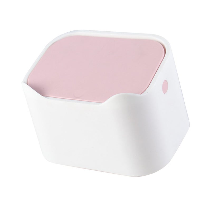 Desktop Trash Can Detachable Portable Small Table Waste Bin with Lid for Bedroom Living Room Office - Image 2