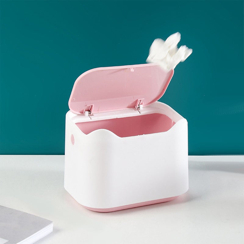 Desktop Trash Can Detachable Portable Small Table Waste Bin with Lid for Bedroom Living Room Office - Image 5