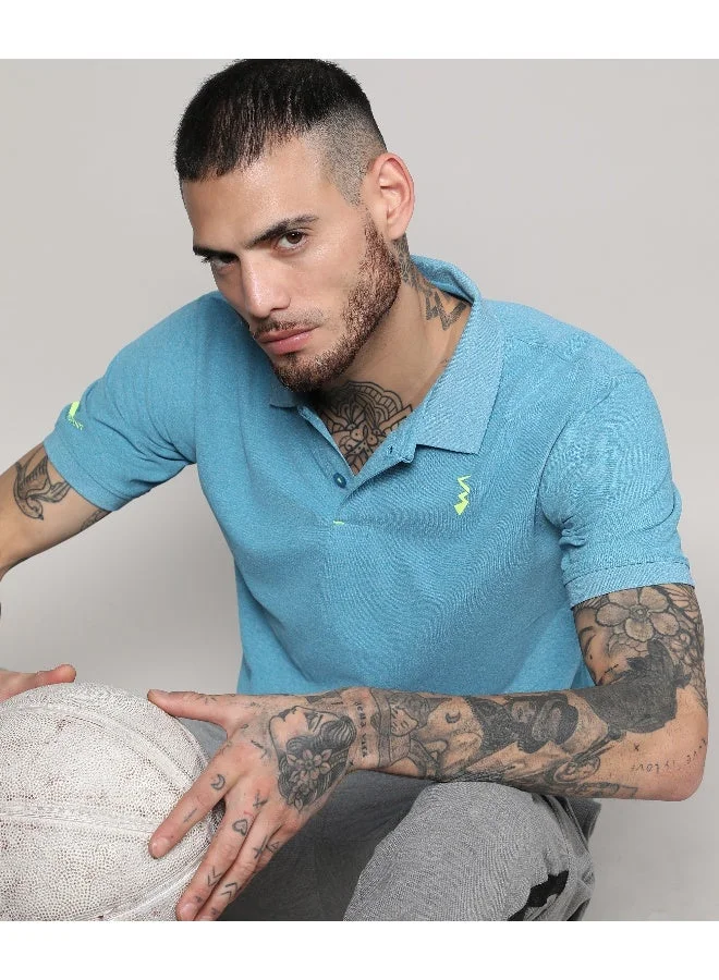 CAHOOT  Men's Sky Blue Basic Activewear Polo T-Shirt for Men | Best Price UAE