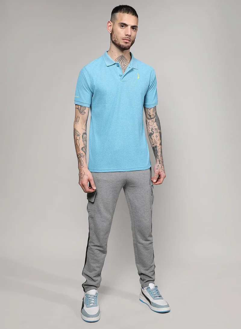 CAHOOT  Men's Sky Blue Basic Activewear Polo T-Shirt for Men | Best Price UAE